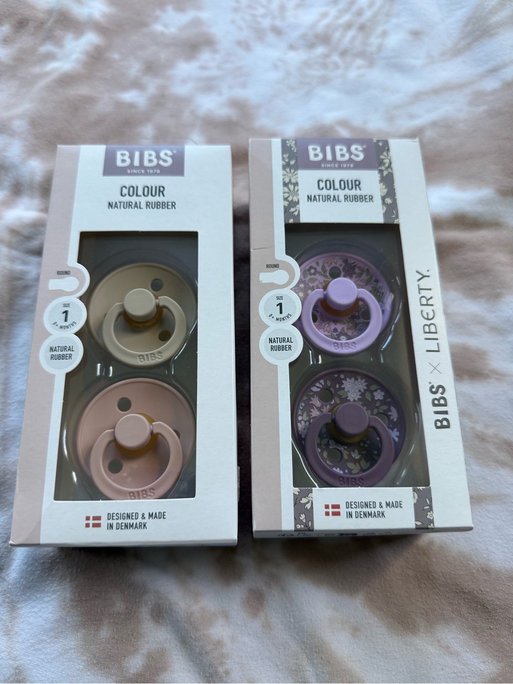 Colour Natural Rubber Pacifier Duo - Beige & Purple
